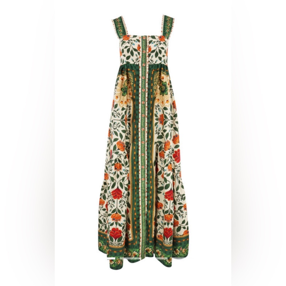 FARM Rio Floral Maxi Dress in Green, Red, Orange - RARE - Picture 7 of 16